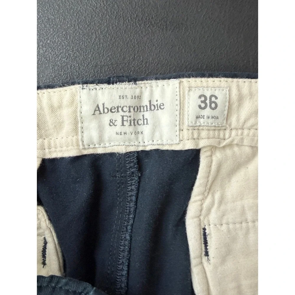 Abercrombie & Fitch Mens Navy‎ Blue Geometric Square Print Chino Shorts Size 36